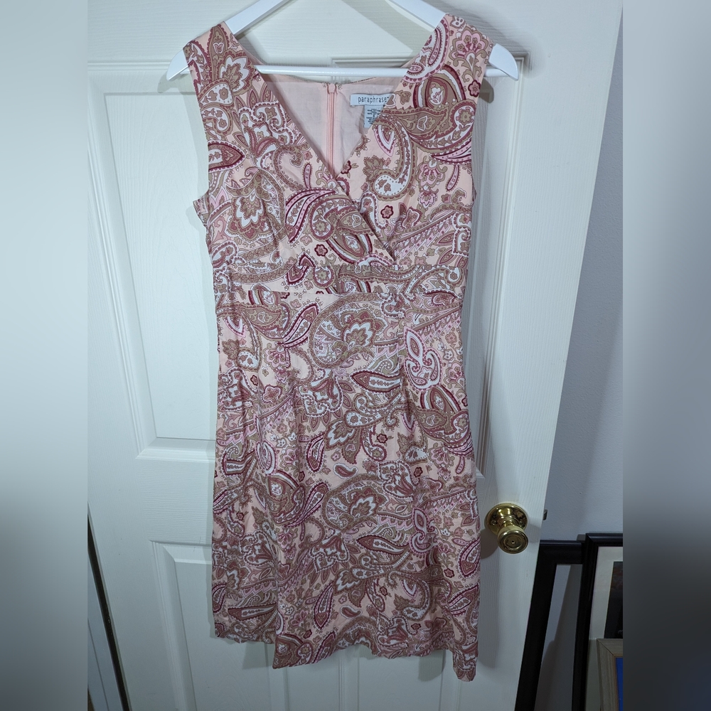Paraphrase pink paisley print Dress V neck sleeveless size 4